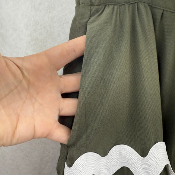 NWT Fashion Green High Waist Ricrac Wavy A Line Skirt XL Tiered Flowy Boho Flowy - Picture 4 of 5